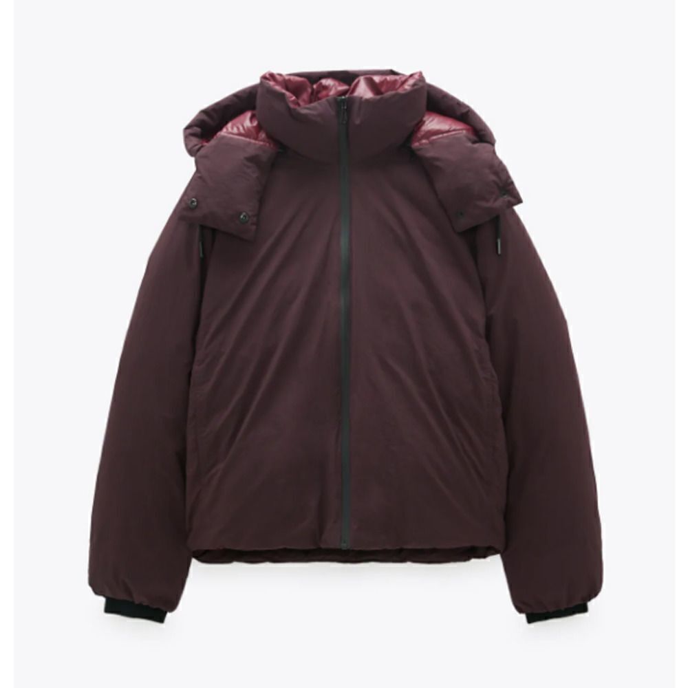 ZARA LIMITED EDITION DOWN COAT JACKET BURGUNDY